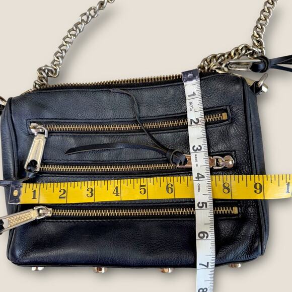 Rebecca Minkoff Leather Crossbody Shoulder Mini Bag Adjust Chain Strap Multi Zip - Picture 13 of 14